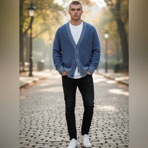 Allbirds Blue button front "The Cardi" cardigan 100% Wool Mens B075